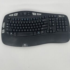 Logitech K350 Wave Wireless Keyboard Ergonomic No USB Dongle - Tested Working